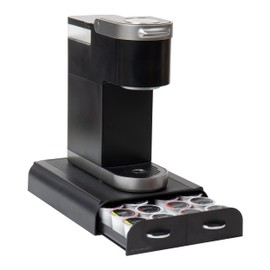 Mind Reader Single Serve Pod Organizer, 2 Drawers, 24 Pod Capacity, Keurig Mini Compatible, 24.1L x 31.1W x 6.4H cm, Black