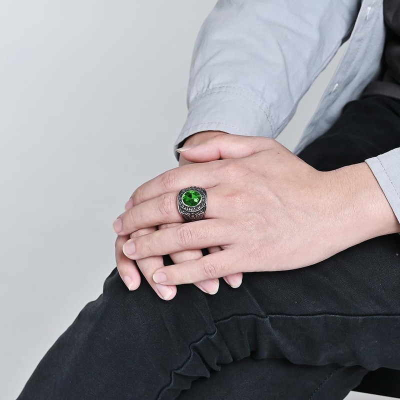 US Military Honor Ring for Men, Silver-Tone Titanium Steel Army
