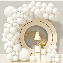 Balloons White, Pack of 84 Balloons Birthday Garland Set of Balloons White 18 Inches 12 Inches 10 Inches 5 Inches, Helium White Balloons for Wedding, Birthday, Baby Shower, Graduation, Decoration