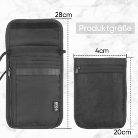 Neck Pouch with RFID Protection Travel Purse Neck Pouch Small Travel Purse Theft-Proof Neck Pouch Women's Neck Pouch Men for Passport Credit Cards Coins and Travel Accessories Black, black, Modern
