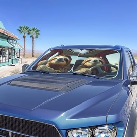 Bulopur Front Sun Shade for Car Funny Driving Sloth Windshield Visor Sun Shade for Auto Front Window UV Protection Heatshield Sunshade Fit Most Car Truck SUV Van