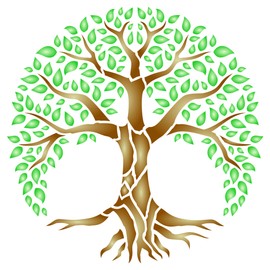 Tree of Life Stencil, 25 x 25 cm (M) - Sacred Mandala World Tree Wall Stencils