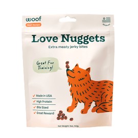 WOOF Love Nuggets, Made in The USA Dog Treats for Training, Jerky for Dogs, Bite-Sized Beef Training Treats