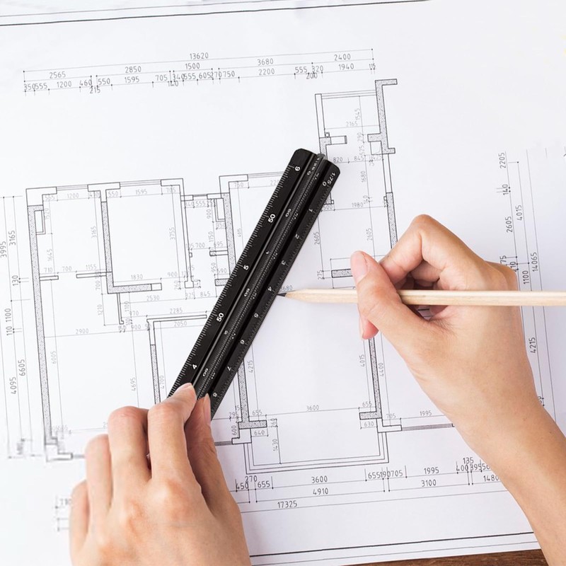 Binnan Triangular Scale, Ruler, 30 cm Length Architectural Ruler, 1:20,