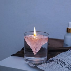 gugululu Floating Iceberg Candle, 4pcs Pink - Floating Candle - Aromatherapy - White Peach & Oolong Tea Scent - Modern Design - Aid Sleep - Home Decoration