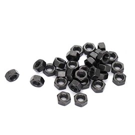 binifiMux 30pcs M8-1.25mm Black Hex Nuts Carbon Steel