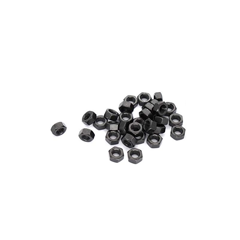 binifiMux 30pcs M8-1.25mm Black Hex Nuts Carbon Steel