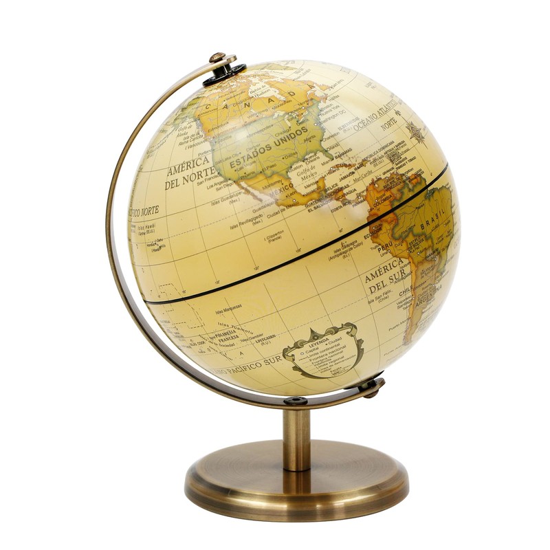 Exerz 14 cm Antique Globe Spanish Map - Metal Base