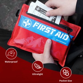 RHINO RESCUE Small First Aid Kit Ultralight Waterproof Medical Kit for Hiking, Backpacking, Cycling, Travel, Vehicles, HSA/FSA Eligible