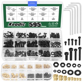 Keadic Black Zinc Plated Hex Nuts, Sizes Thread Knurled Nuts Set for Mechanical Equipment (SET1)