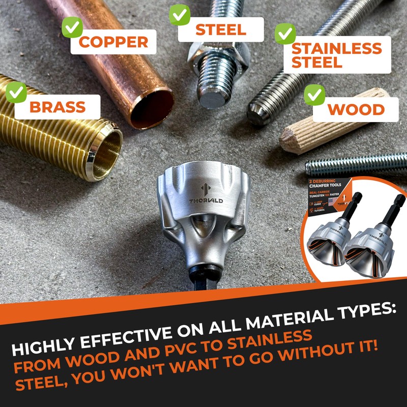 THORVALD 2X Deburring External Chamfer Tool with Tungsten Carbide Blade