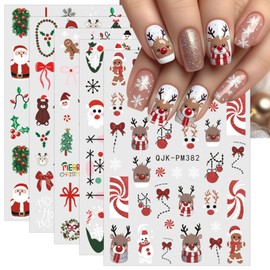 JMEOWIO Nagelsticker Weihnachten Schneeflocke Süß 10 Blatt Nail Art Sticker Selbstklebend Nagelaufkleber Dekoration Nageldesign Zubehör