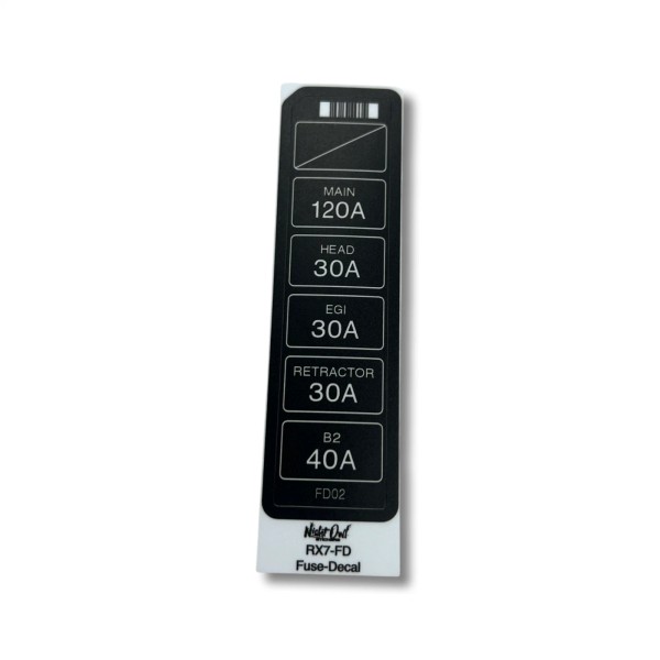 Unbranded Mazda RX-7 FD Small Fuse Box Label replacement (FD02)
