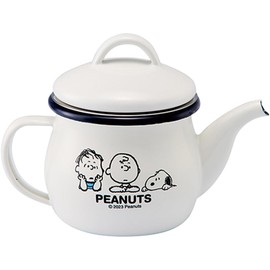 Enameled Peanuts Enamel Teapot (with Strainer) White Size: Approx. W 7.1 x D 4.2 x H 4.9 inches (18 x 10.6 x 12.5 cm) SNJ-2306