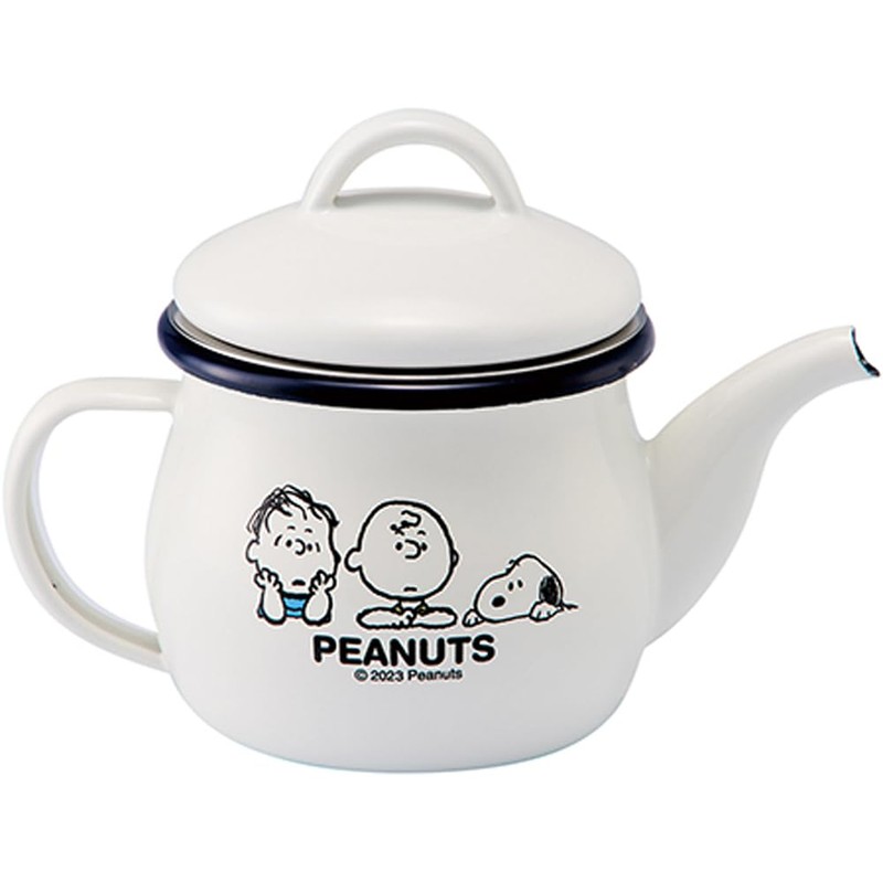 Enameled Peanuts Enamel Teapot (with Strainer) White Size: Approx. W