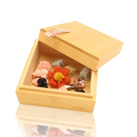 FontFable Small Wooden Box, 10 x 10 x 6 cm, Bamboo Lid, Storage Box for Home, Decoration, Plants, Crafts, Ideal for Home Decor, Collector, Gift