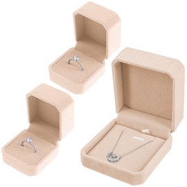 Tarocat Velvet Rings Earrings Case Pendant Boxes, Ring Box, Necklace Box, Velvet Ring Box, Velvet Necklace Box (Beige)