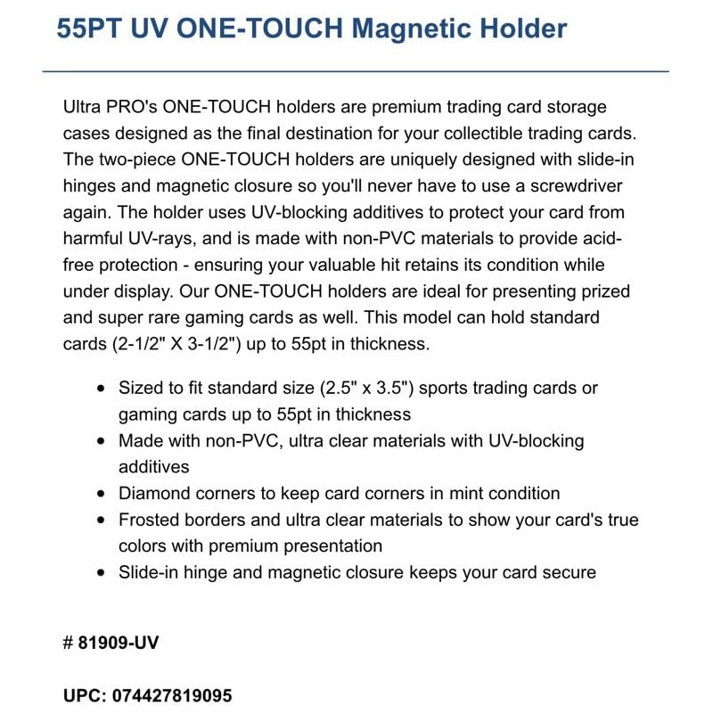 1 (One) 55pt One-Touch Card Holder