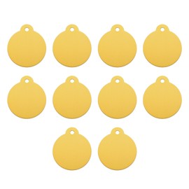 MECCANIXITY Round Laser Engraving Blanks Tags, Stamping Blank Tags, Dog ID Tag, Yellow DIY Blank Tags for Pet, Pendant Decoration, Craft Tags, Pack of 10
