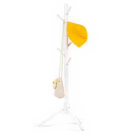Relquorax Beech Wood Kids Coat Rack - Adjustable Height Stand with 9 Hooks, Freestanding Children's Clothing Organizer for Hallway, Bedroom, Easy Assembly, White