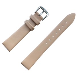 MZBUTIQ 14mm Beige Genuine Thin Calfskin Leather Replacement Watch Band for Women Ladies