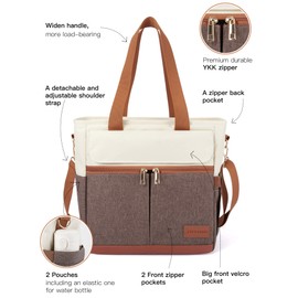 JOYHILL Lunch Bag for Man, Lunch Tote for Woman, Leakproof Insulated Lunch Box with Shoulder Strap, Adult Reusable Lunch Cooler Tote Bags for Work Picnic Camping School Beach, Brown