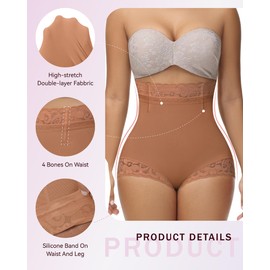 SHAPSHE High Compression Shapewear for Women Calzon Faja Para Mujeres Tummy Control Shape wear Shorts Waist Shaper for Women Butt Enhancing Shapewear Body Shaper Boyshorts High Shorts Coffee