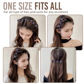 8 Pieces Three Flower Side Hair Clip Crystal Braid Clips for Thick and Thin Hair Hair Accessories for Girls and Women