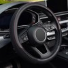 KAFEEK 16 inch Steering Wheel Cover, Black Microfiber Leather Viscose,