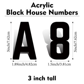 3 Inch Self Adhesive House Numbers, Acrylic Modern House Address Numbers and Letters, Black Adhesive Mailbox Door Number Letters for Office Hotel Apartments Outside (E)