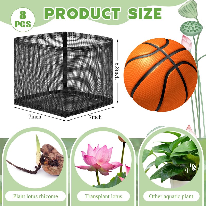 Beeveer 8 Pcs Pond Plant Baskets, Square Reusable Aquatic Planting