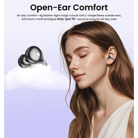 Jacuate Clip on Earbuds,Open Ear Earbuds Wireless Bluetooth 5.4, Lightweight Open Ear Headphones with Mic 59H Battery,Waterproof, for Sports, Running, Small Ears & Glasses Wearers,Workouts