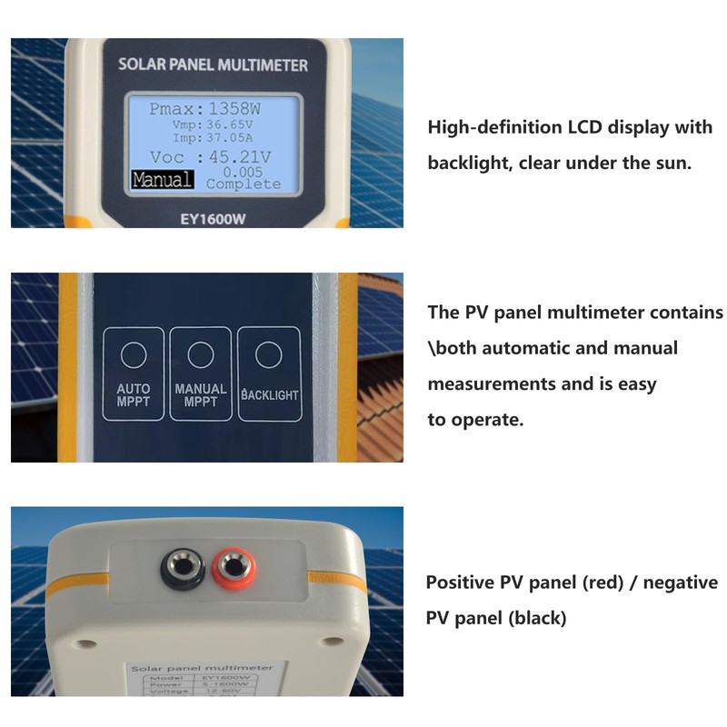 Solar Panel MPPT Tester 1600W, AIMOEST Photovoltaic Multimeter for Pmax