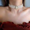 TREENEST Collar Gargantilla de Perlas Para Mujeres,3 Capas de Imitación