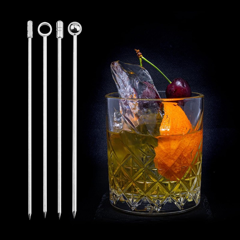 Luckious 12 Pack Stainless Steel Cocktail Picks - Reusable Metal