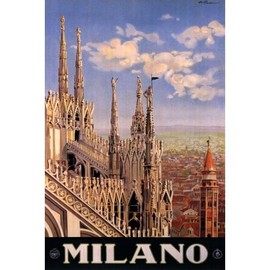 WONDERFULITEMS Milano Milan City Cathedral Europe Italy Italia Vintage Poster Canvas REPRO