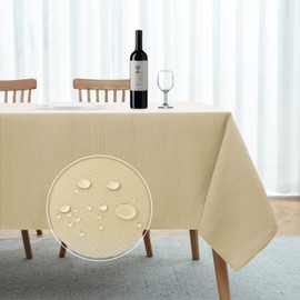 Softalker Jacquard Rectangle Tablecloth - Geometric Line Damask Table Covers Waterproof Stain Resistant Washable Polyester Table Cloths for Dining, Holiday & Parties (60 x 104 inch,Khaki)