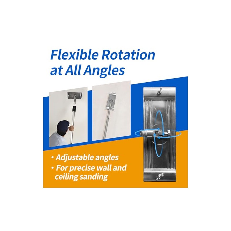 No-flip Pole Sander Head for Hicarer Drywall Featuring Quick Release