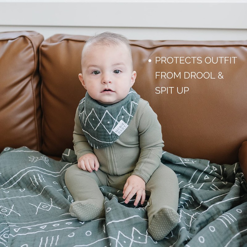 Mebie Baby Muslin Cotton Bib, Prints 3 pack, Lightweight Baby