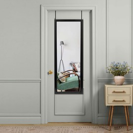 NeuType Over The Door Full Length Mirror 44" x 16" Door Wall Mirror Wall Mount Over The Door Hanging Mirror with 2 Metal Hangers for Wall Bedroom, Bathroom, Living Room (White)