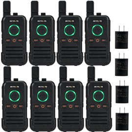 Retevis RB45 Walkie Talkies 8 Pack,Rechargeable Long Range Two Way Radio,Dual PTT,Indicator,Loud Sound,Mini,Wearable Small Walkie Talkie for Seniors Adults Elderly Healthcare Hospital Nursing Home