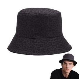 Leopard Print Bucket Hat, Summer Sun Hat, Women's Men's Sun Hat, Rain Hat, Summer Hat, Outdoor Accessory, One Size, Black, for Holidays, Hiking, Camping, Shopping