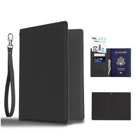 Beyond Cell Universal Passport Holder Case/Beyond Cell Compatible with Slim Synthetic Leather All in One RFID Blocking Passport Holder Travel Wallet Case - Black