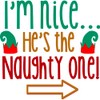 CafePress Im Nice Hes Naughty Elf Hat Round 4" MDF