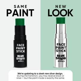 Blue Squid PRO Forest Green Face Paint Stick - Waterproof Body Paint for Adults & Kids Eye Black Baseball, Eyeblack Softball - Hypoallergenic Twist-Up Non-Toxic Makeup Stick for Cosplay, Sports, SFX