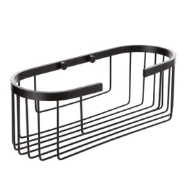 TATAY - Large oval shower basket with front opening. Black aluminium. Dimensions: 12 x11.5 x 30cm