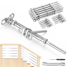 BLIKA 15 Pairs 1/8" Cable Railing Kit Swage Toggle Turnbuckle Hardware, Adjustable Angle T316 Stainless Steel Cable Railing Kits for 2"x2", 4"x4" Wood Posts, Deck Cable Railing Kits for Stairs, BL025