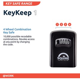 Squire Locks Key Keeper Combi-Bolt Rustproof Recordable Combination Padlock, Gray with Black