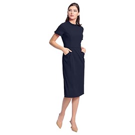 Maggy London Women's Ruffle Collar Slant Pocket Sheath Dress, Twilight Navy