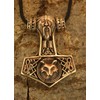 Large Thor's hammer Pendant from Bronze with Cotton ribbon